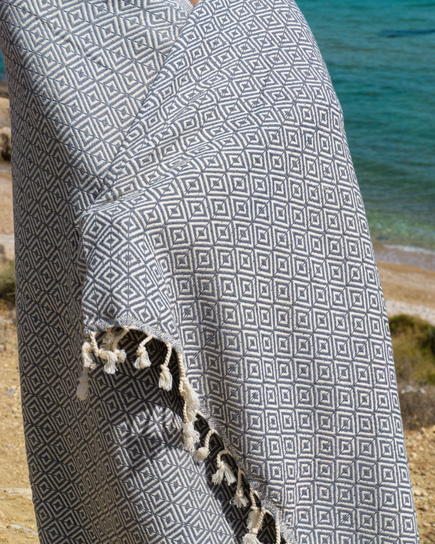 ELA Hammam Beach Towel, Spa Sauna Towel - Anthracite-1
