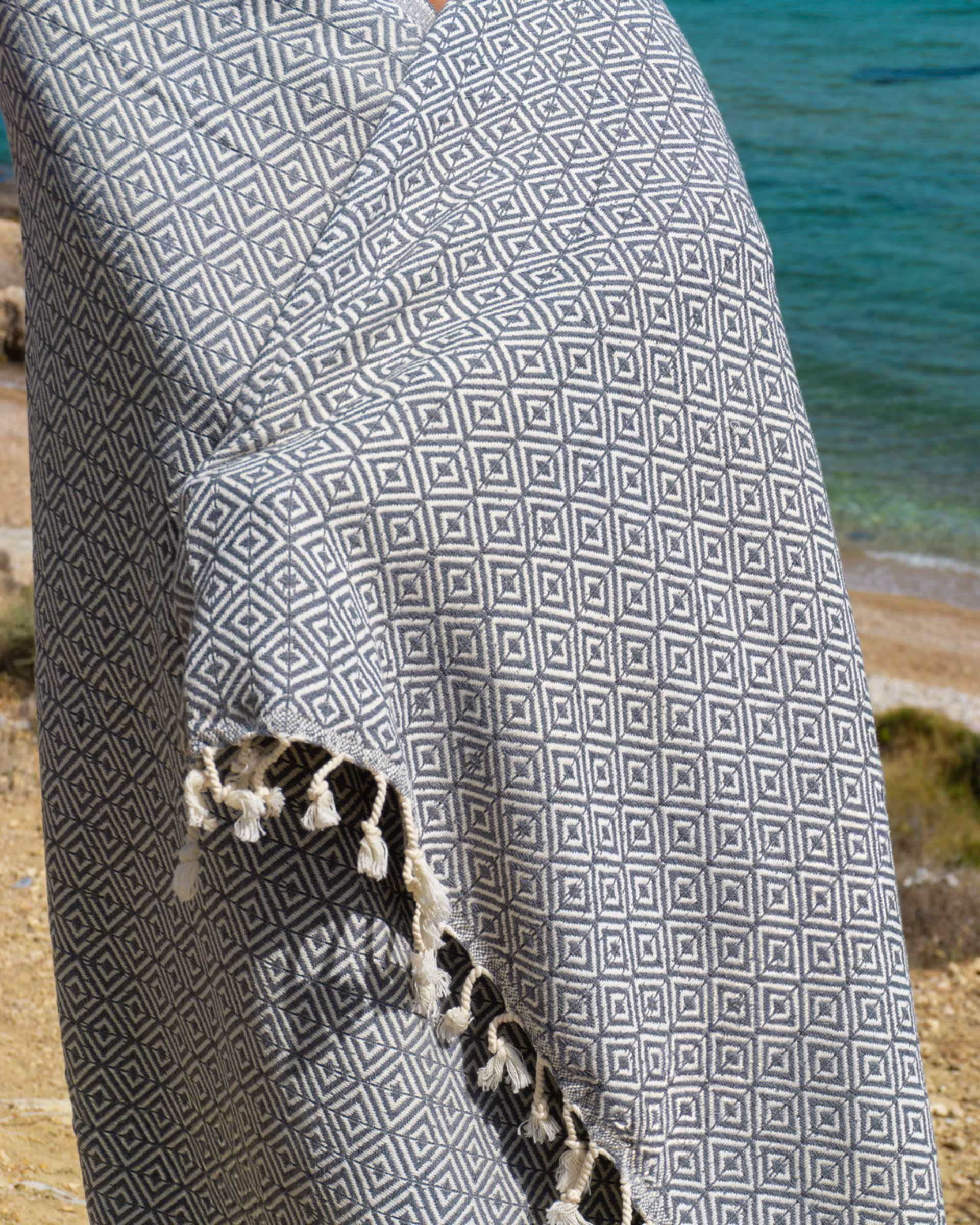 ELA Hammam Beach Towel, Spa Sauna Towel - Anthracite-1
